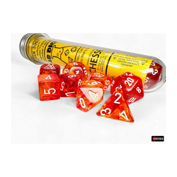 Chessex Lab Dice Nebula Molten/Bianco Luminary™ Set DI 7 Dadi Poliedrici (Con Dado Bonus)