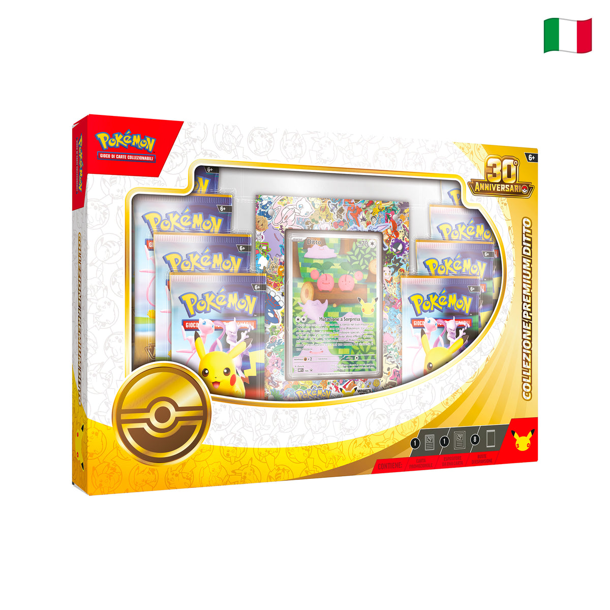 Pokémon TCG - 30° Anniversario - Collezione Premium Ditto con 1 carta promo, 1 espositore e 8 bustine (ITA)