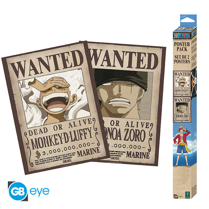 One Piece Set 2 Poster Chibi 52x38 Wanted Luffy & Zoro
