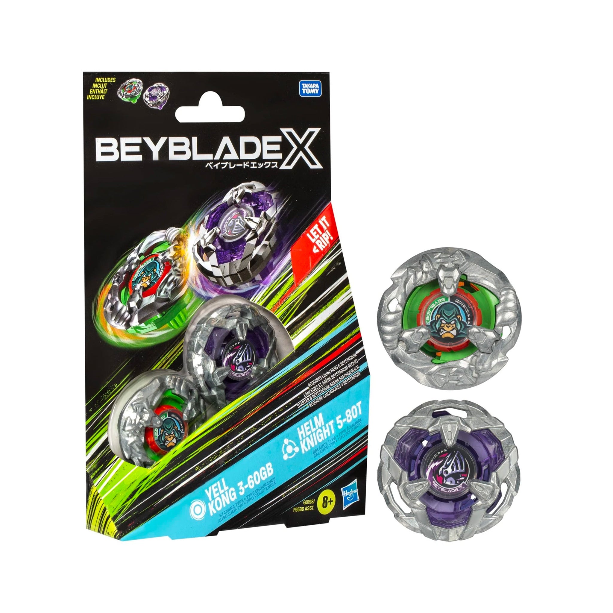 Beyblade X - Top Dual Pack Set - Yell Kong 3-60GB and Helm Knight 5-80T
